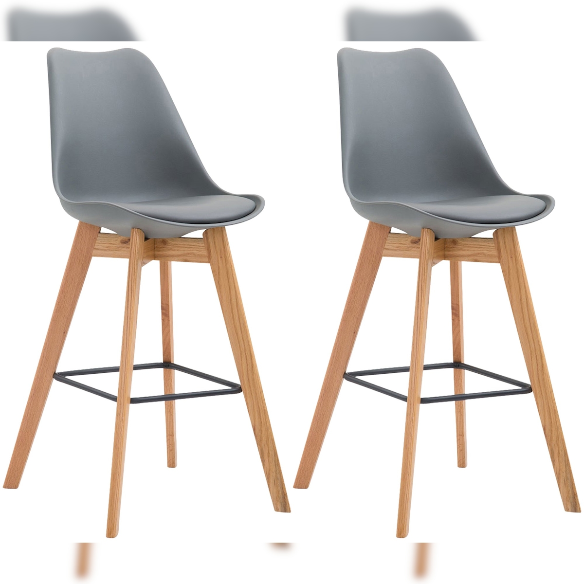 Décoshop26 - Set aus 2 Barhockern im skandinavischen Stil mit grauen Sitzflächen aus Kunststoff und PVC und Gestellen aus 10_0005839