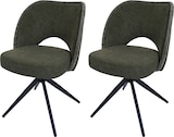thumbnail of 2er-Set Esszimmerstuhl HWC-N72, Polster-Küchenstuhl, drehbar Auto-Return, Stoff/Textil (420g/m²) Öko-Tex ~ grün