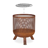 thumbnail of Relaxdays Feuerkorb, Mesh Design, Rostoptik, Feuerrost, Schürhaken, HxD: 53 x 44 cm, Garten Feuertonne, Stahl, braun