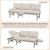 thumbnail of Merax Outdoor Lounge 3-Sitzer-Sofa, verzinkter Eisen, 5-stufig verstellbare Neigung (bis 55°) & Seitenablage, Beige