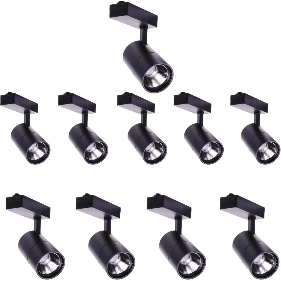 10x Foco Led Carril 40W, Luz Fria 6000K, 2700 Lúmenes, 220V 50-60Hz Monofásico, Aluminio Color Negro