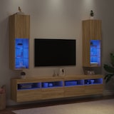 thumbnail of Muebles de TV con luces LED 2 uds roble Sonoma 30,5x30x102 cm
