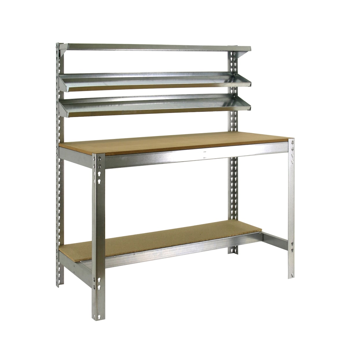 SimonRack Werkbank für Werkstatt, 1510x760 mm, 3 Ablagen, Tragfähigkeit 600 kg, Verzinkt - BT-1