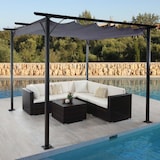 thumbnail of Pergola HWC-C42, tuinpaviljoen, stevig 6cm frame + schuifdak ~ 3,5x3,5m grijs