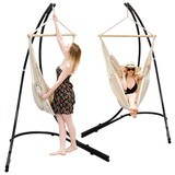 thumbnail of XXL Hängesessel mit Gestell Hängestuhl für 2 Doppel Hängesitz Hängeliege Beige