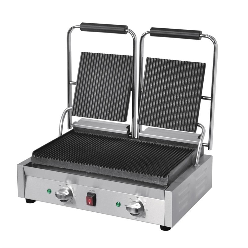 Grill Panini Professionnel Double 2,9 kW - Rainuré/Rainuré - Bistro Buffalo