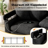 thumbnail of Dreisitzer-Sofa 242×80×88 mit Klapptisch USB-Anschluss Getränkehalter Stauraum Loungebett Couch Wohnzimmer – Grau
