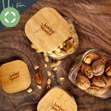 thumbnail of Eckiges Glas mit Bambusdeckel luftdicht Silikonring 6x25x6 cm 500 ml Transparent