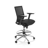 thumbnail of Luxe verhoogde bureaustoel TOP WORK 78 Stof / netstof, zwart / blauw hjh OFFICE