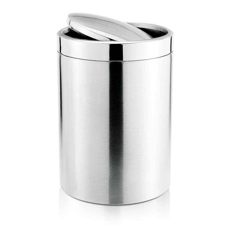 3x Abfalleimer mit Schwingdeckel 5 l, Edelstahl, silber