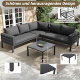 thumbnail of Merax Tuinloungeset voor 5 personen, tuinmeubelen balkonset zitgroep(4-delig), incl. kussens, grijs