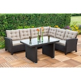 thumbnail of Merxx Salerno Eckbank Dinning Set, 1 Eckbank inkl. Sitz- und Rückenkissen, 1 Tisch 120 x 70 cm, Stahl/Kunststoffgeflecht