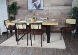 thumbnail of 6er-Set Esszimmerstuhl HWC-K88, Lehnstuhl Stuhl, Holz Poly-Rattan Metall Bouclé ~ Stoff/Textil braun
