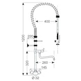 thumbnail of Gastro-Inox Monoblock-Vorspüldusche mit Drehreglern und einem Schwenkkran ausgestattet, 1200mm