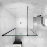 thumbnail of AICA Walkin Mampara Panel de ducha borde de serigrafía negra Vidrio Antical 8mm con Barra 140cm Perfil Negro Mate (118-120)x200cm