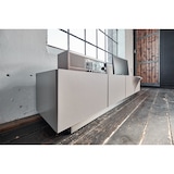 thumbnail of KAWOLA Lowboard EMMA TV-Board Kunstleder grau Fuß Edelstahl gebürstet