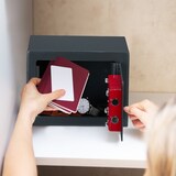 thumbnail of Relaxdays Möbeltresor mit Schlüssel, Doppelbartschloss, Befestigung an Wand o. Boden, Minisafe, HBT: 17 x 23 x 17, grau