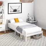 thumbnail of Estrutura de Cama de Madeira Estrado de Cama de Solteiro para Colchão 190x90 cm Carga 120 kg 198x96x70 cm Branco