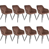 thumbnail of tectake Eetkamerstoel Marilyn fluweellook, zwarte stoelpoten - bruin / zwart, Set van 8 - 404045