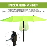 thumbnail of Doppel-Sonnenschirm Stahl Grün 460x270x240 cm mit Handkurbel, 12 Metallstreben, großer Schattenspender für Garten und Terrasse
