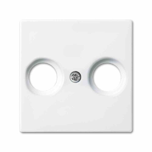 BUSCH-BALANCE SI Zentralplatte, Koaxial-Antennensteckdose, alpinweiß, glänzend, Befestigung mit Schraube, ohne Beschriftungsfeld