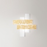 thumbnail of Lara Deckenleuchte 2x E27 Weißglas 70x70 cm - Blattgold-Deko, IP20, max. 2x70W, Leuchtmittel nicht inkl.