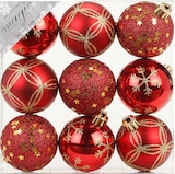 thumbnail of 9 Weihnachtskugeln 6cm Kunststoff Christbaumkugeln Weihnachtsbaumkugeln rot
