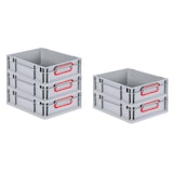 thumbnail of PROREGAL SuperSparSet 16x Eurobox NextGen Color, HxBxT 12x30x40cm, 11 Liter, Griffe rot zu, Grau, Eurobehälter, Box, Transportbehälter