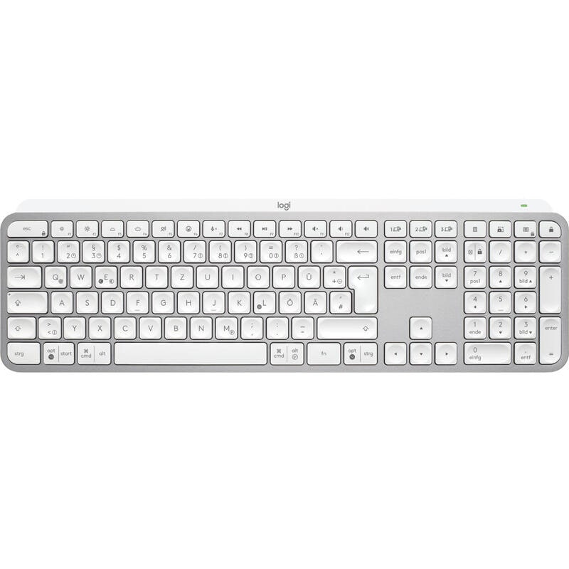 Teclado Aleman Logitech Mx Keys S Rf Wireless + Bluetooth Qwertz Aluminio, Blanco
