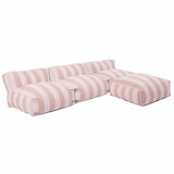 thumbnail of Salon de jardin modulable avec 3 chauffeuses et 1 pouf rayé poudré