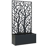 thumbnail of Outsunny jardinera exterior grande de metal jardinera con pantalla de privacidad jardinera de pared o independiente 61x23x113 cm negro