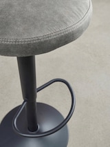 thumbnail of Barhocker `Campania`: 58-79 cm Sitzhöhe, Eisenmaterial, Samt/Wildlederoptik Bezug, 360° drehbar. Grau, Material: Stoff, 40x40x79 cm | Kadima Design
