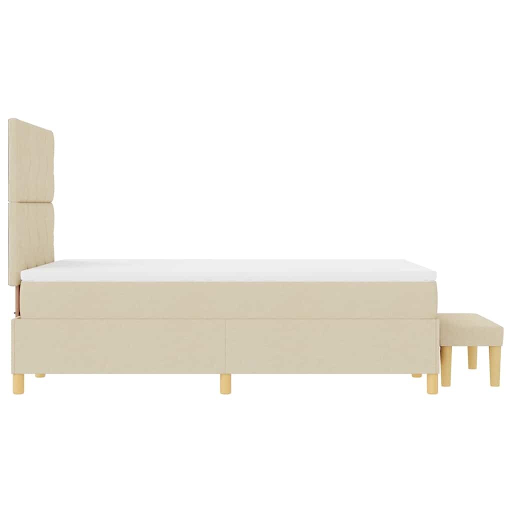 vidaXL Boxspringbett mit Kopfteil Creme 190 x 120 cm Stoff