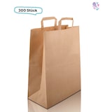 thumbnail of Papiertüten groß, 300 Stück Papiertaschen, Papiertragetaschen braun, 22 x10,5 x 30 cm, flacher Henkel, umweltfreundlich