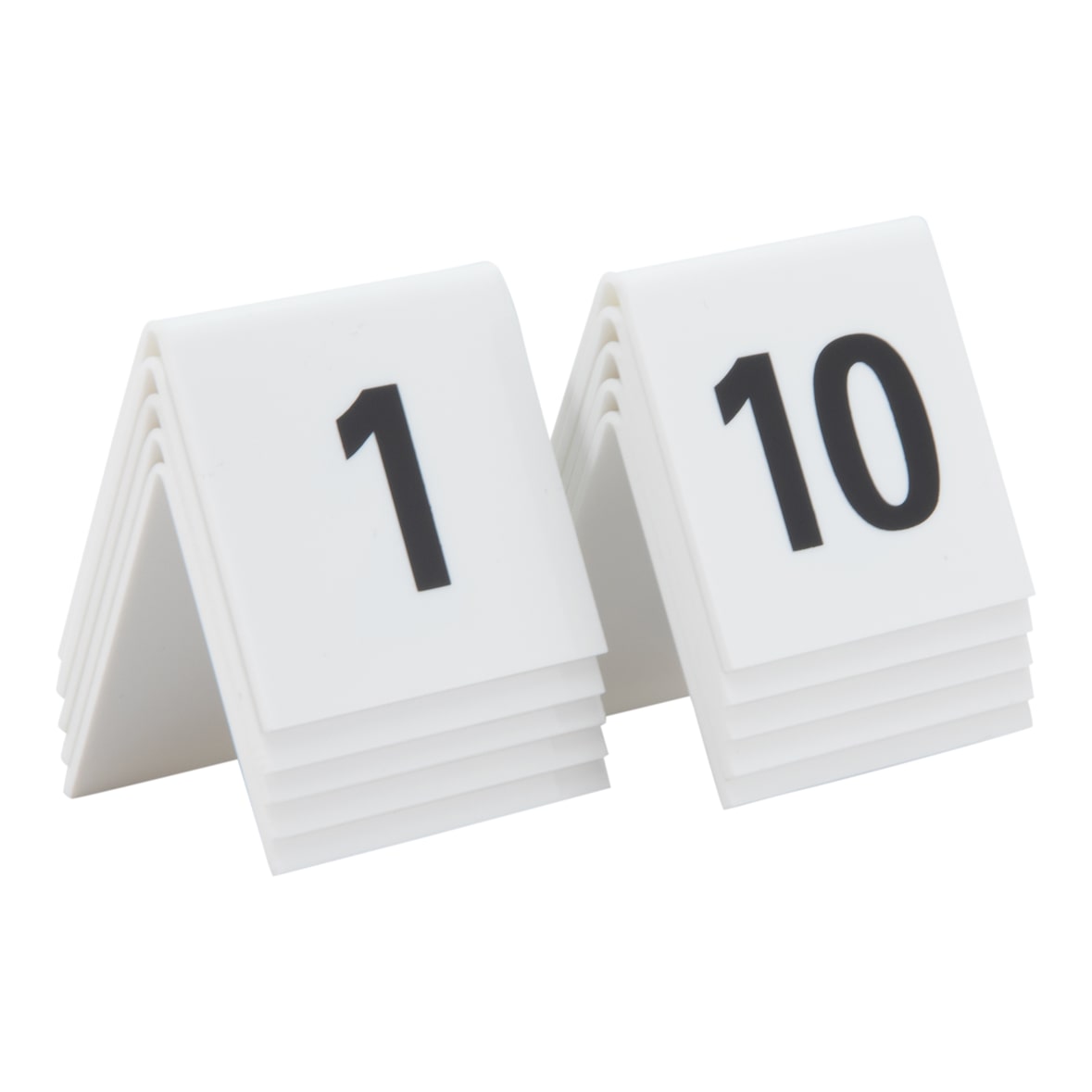 Securit® Lot de 10 Numéros de table de 1-10 - Acrylique blanc avec chiffres noirs