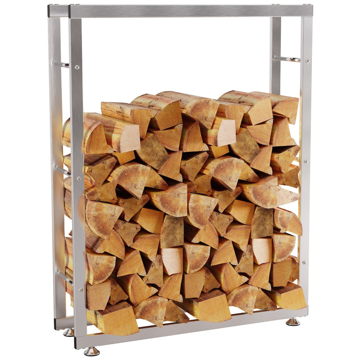 Porte-bûches Keri en acier inoxydable Acier inoxydable/25x80x125 cm