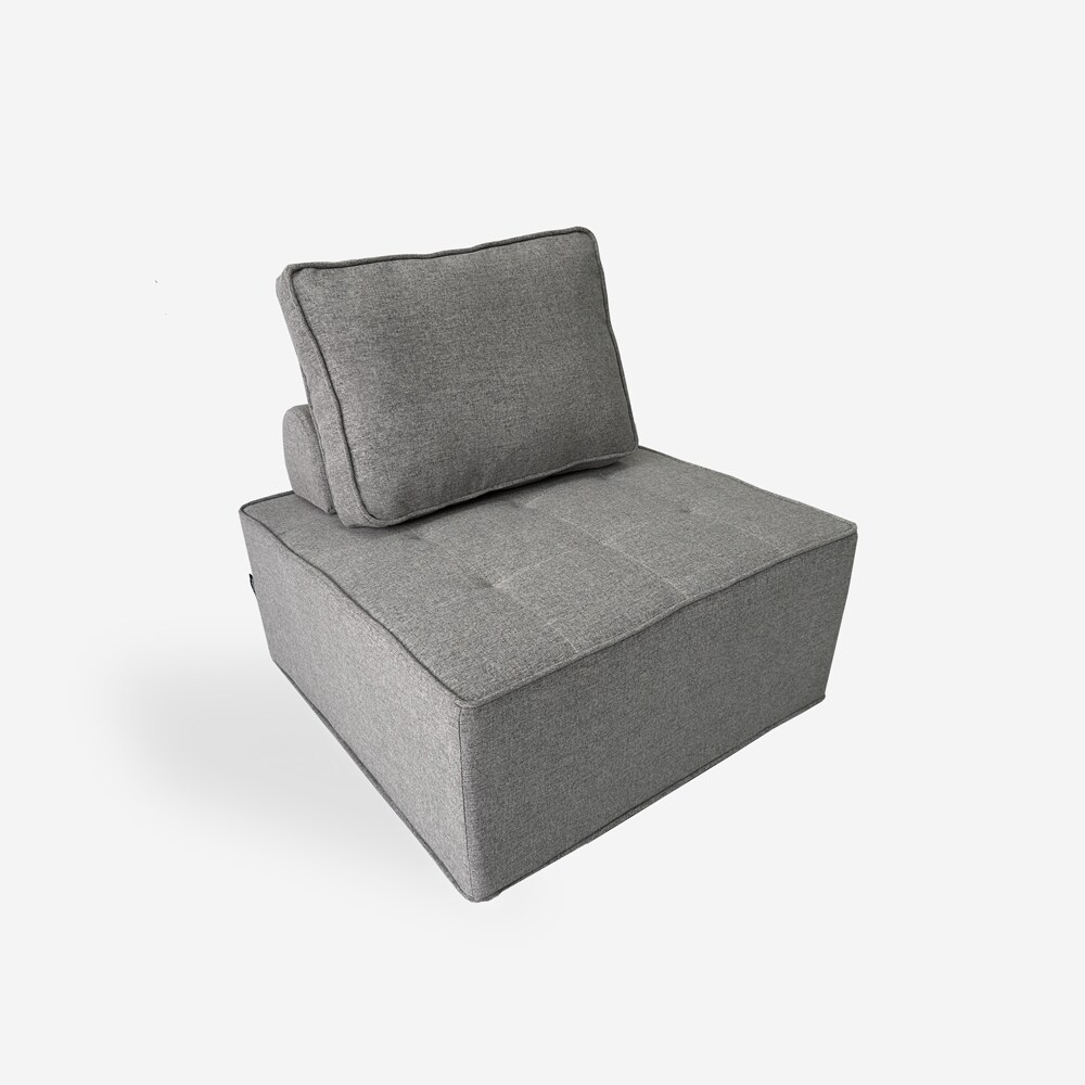 Poltrona da salotto modulare componibile in tessuto grigio Raji-DI92506GC