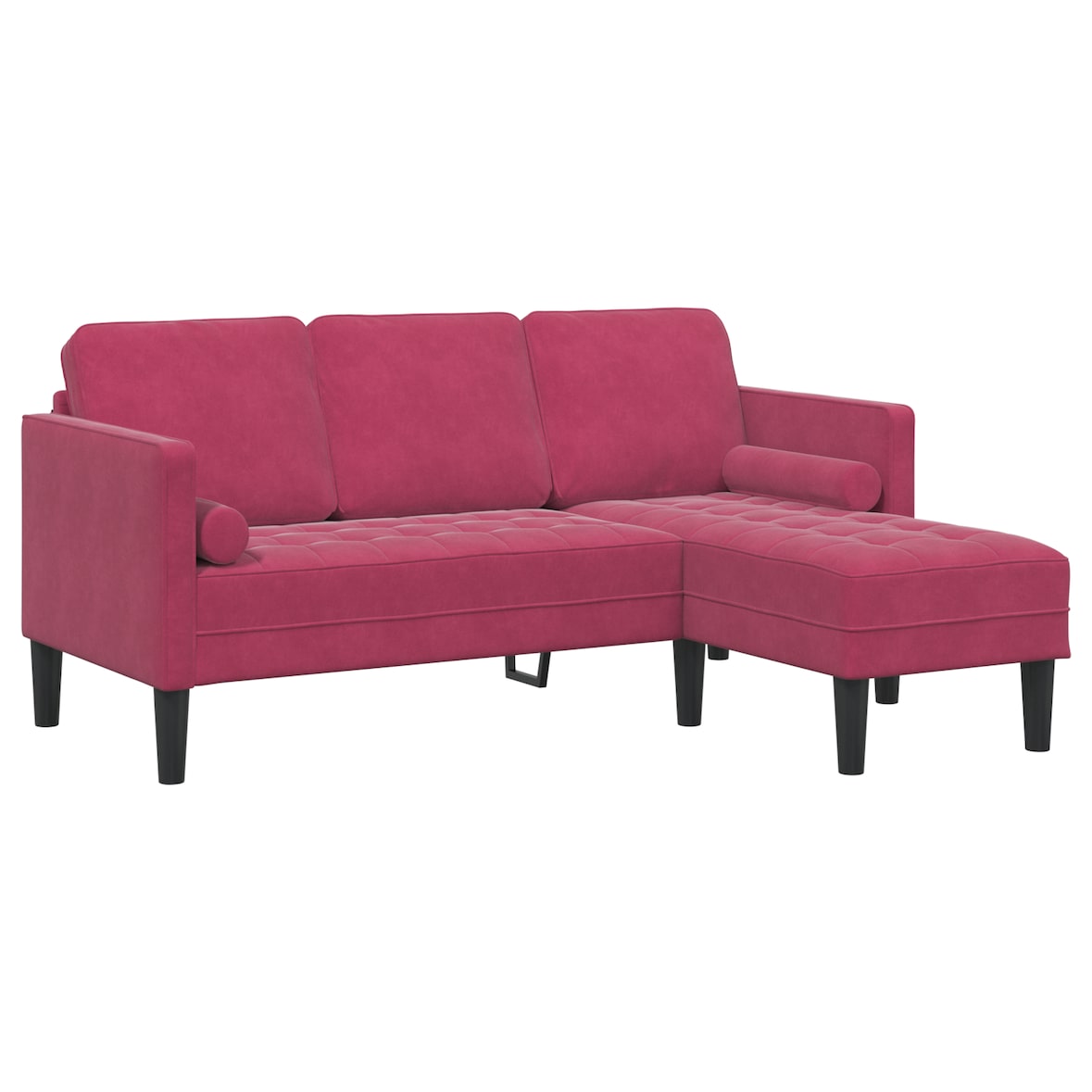 vidaXL Sofa 3-Sitzer mit Chaiselongue L-Form Weinrot 160 cm Samt