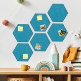 thumbnail of Relaxdays Filzpinnwand, 6 Stück, selbstklebende Sechsecke aus Filz, HxBxT: 26x30x0,9 cm, Filzwand inkl. Pinnnadeln, blau