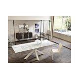 thumbnail of Ausziehbarer Tisch von 160 cm auf 240 cm, moderne Keramikplatte auf weißem Marmor aus gehärtetem Glas