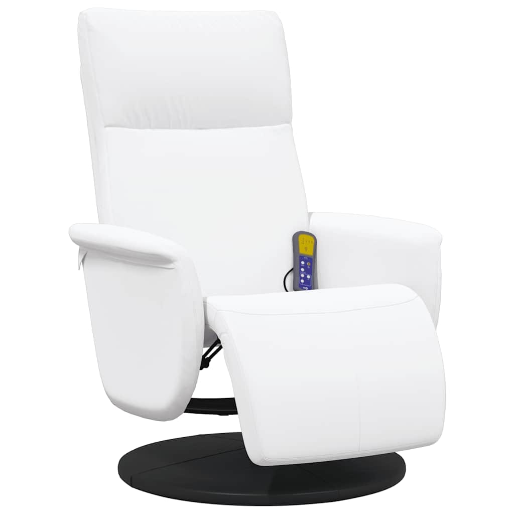 vidaXL Massagesessel mit Fußteil Weiß Kunstleder