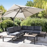 thumbnail of Parasol déporté 3 x 3m inclinable rotatif en aluminium écru - Oviala