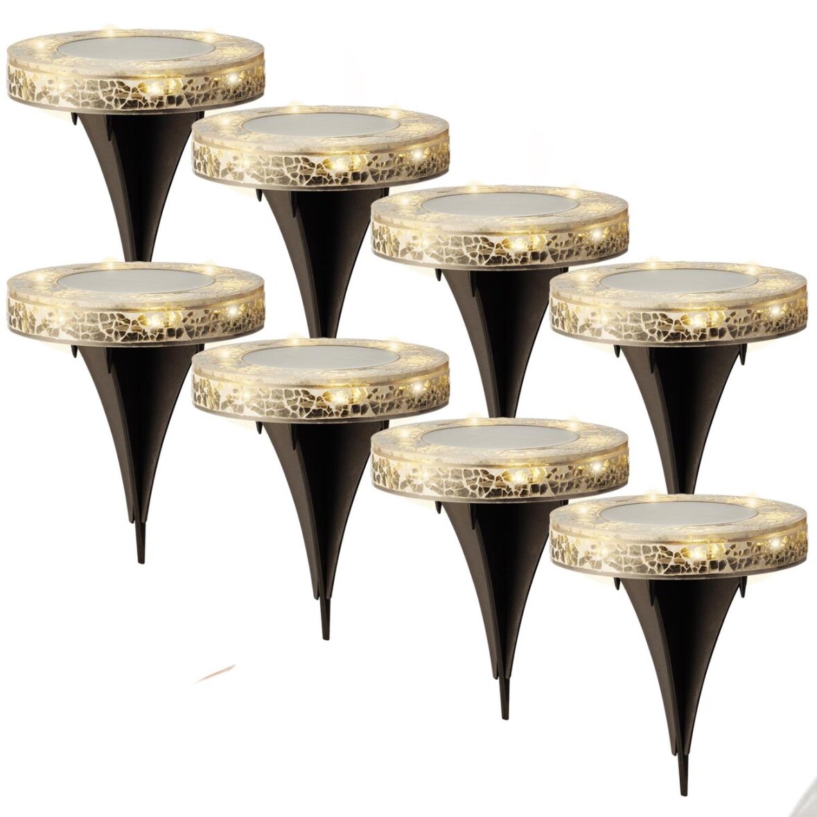 LED Solar Wegleuchte Bodenleuchte Mosaikoptik Wegbeleuchtung 8er Set