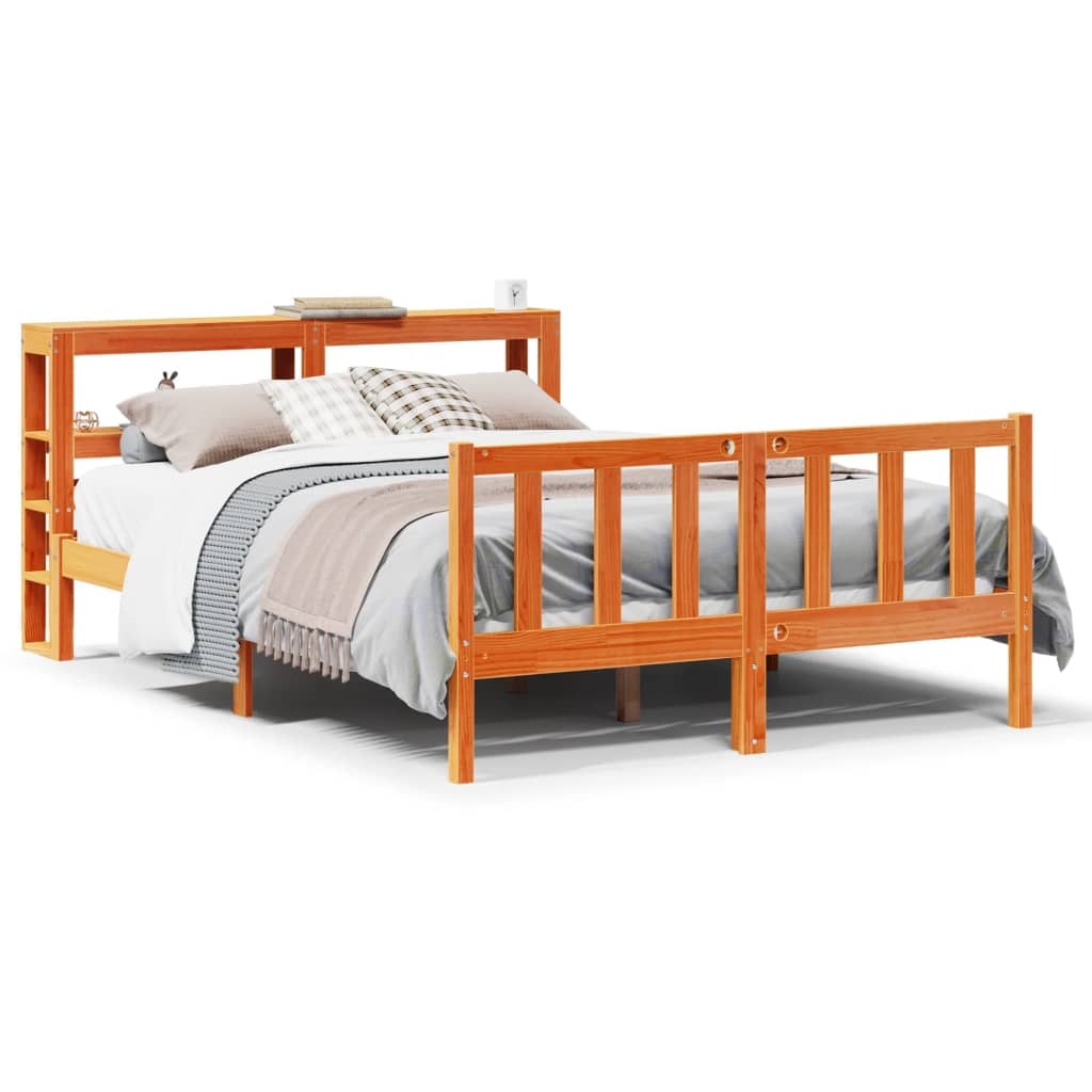 vidaXL Bettgestell mit Kopfteil ohne Matratze Wachsbraun 120x190 cm
