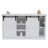 thumbnail of Sideboard HWC-K75, Highboard Regal Schrank Schiebetüre 7 Fächer Holz-Optik Industrial Metall 84x150x40cm ~ weiß