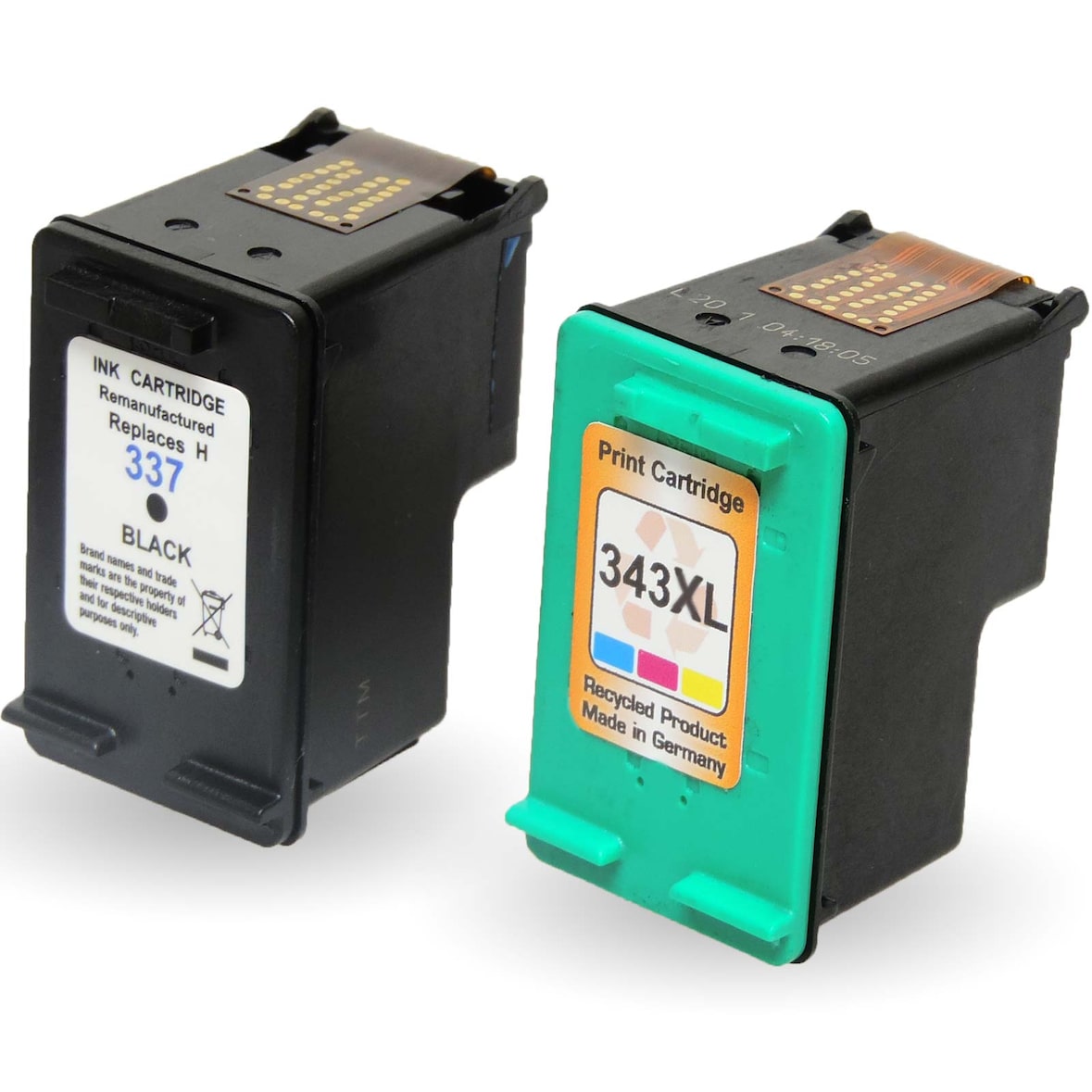 Refill 2er Set HP 337 C9362EE + 343 C8766EE Druckerpatronen wiederbefüllt Schwarz + alle Farben von Gigao