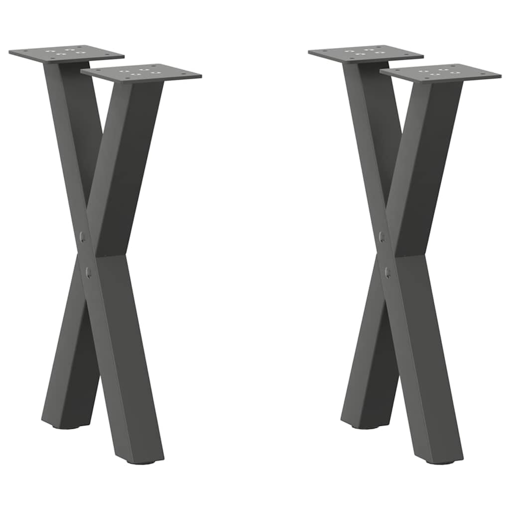 vidaXL Couchtischbeine X-Form 2 Stk. Anthrazit 38x(42-43) cm Stahl