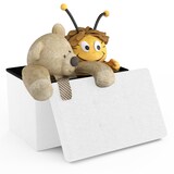 thumbnail of Intirilife Faltbare Sitzbank 49x30x30 cm in SCHNEE WEIß - Sitzwürfel Fußhocker Sitzhocker mit Stauraum und Deckel aus Stoff mit Mulden