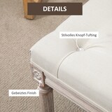 thumbnail of Sitzhocker Polsterbank 80x40x43 cm mit Leinenoptik gepolsterter Sitz Holzbeine im französischen Vintage Stil Cremeweiß für Wohn und Schlafbereich