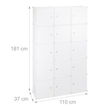 thumbnail of Relaxdays Regalsystem Kleiderschrank mit 11 Fächern, Garderobe mit 2 Kleiderstangen, DIY Kunststoff Steckregal, weiß